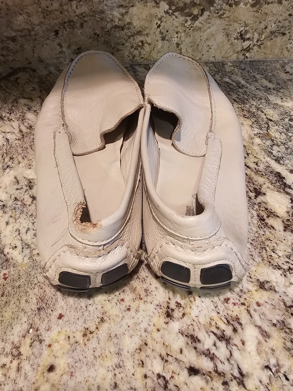 Via Spiga Cream Leather Slip-On Loafers for Men